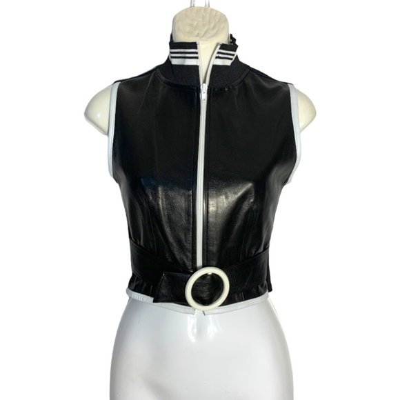Cache leather sleeveless belted top size 2 - Picture 1 of 7